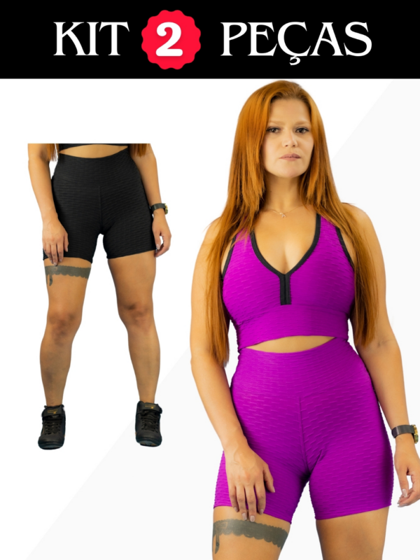 Kit 2 Shorts Bolha Texturizado Feminino Academia Fitness - Image 3