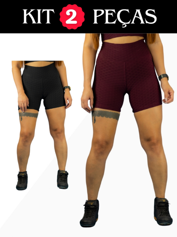 Kit 2 Shorts Bolha Texturizado Feminino Academia Fitness - Image 5