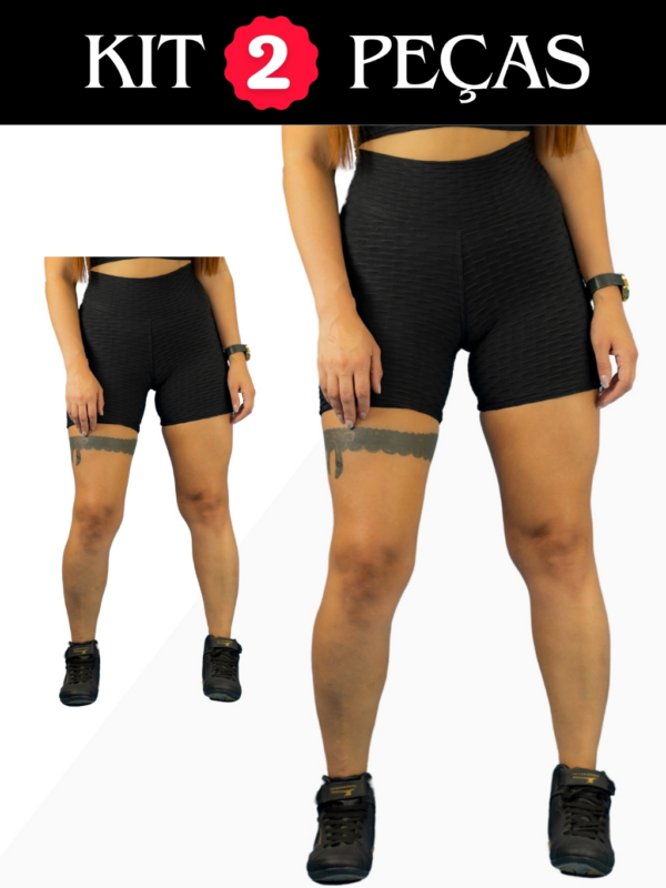 Kit 2 Shorts Bolha Texturizado Feminino Academia Fitness - Image 7